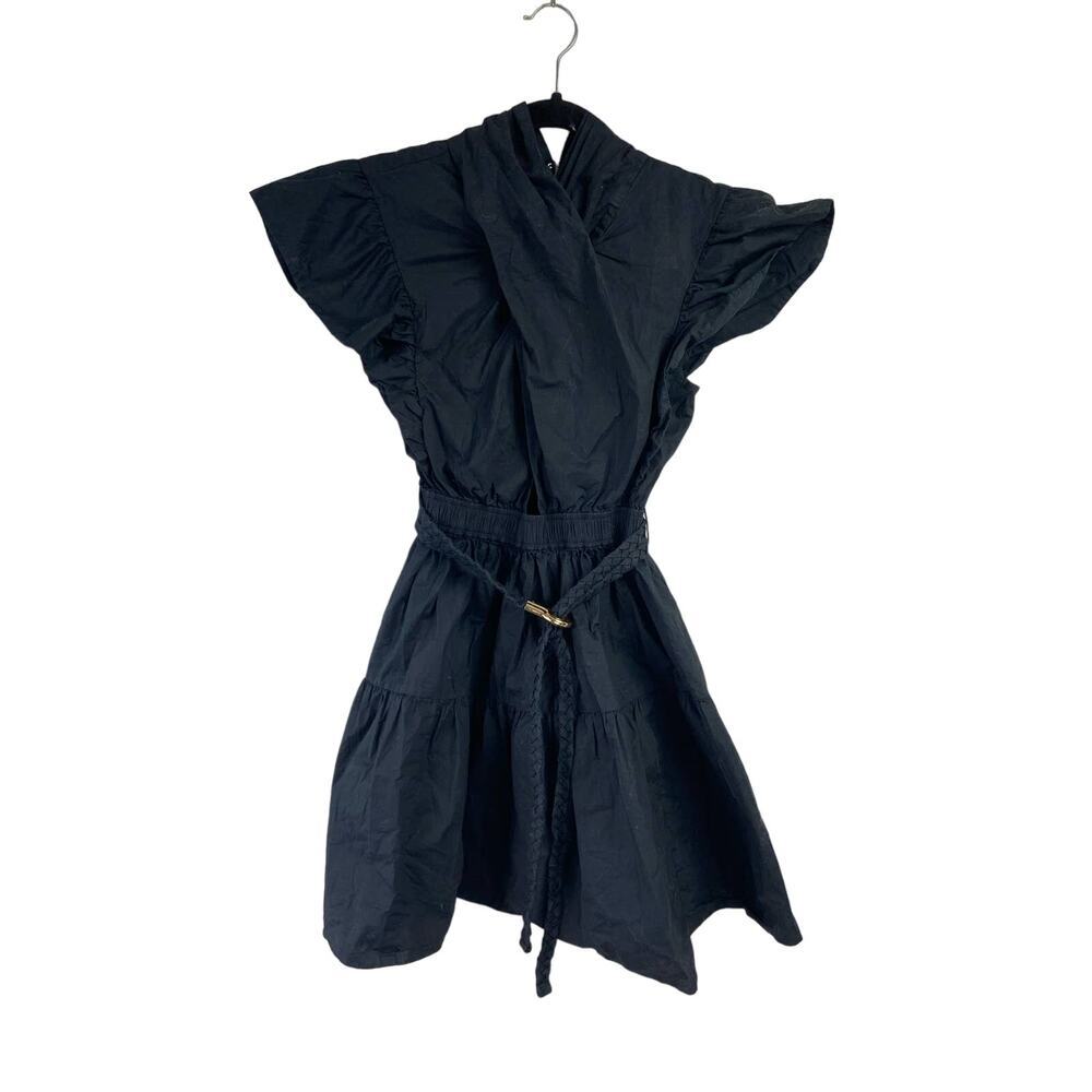 10 Crosby Derek Lam Black Ruffle-Sleeve Mini Dress